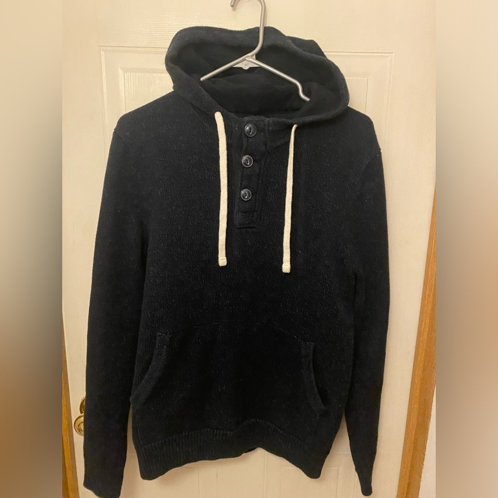 H&M LOGG Navy Hooded Knit Sweater M